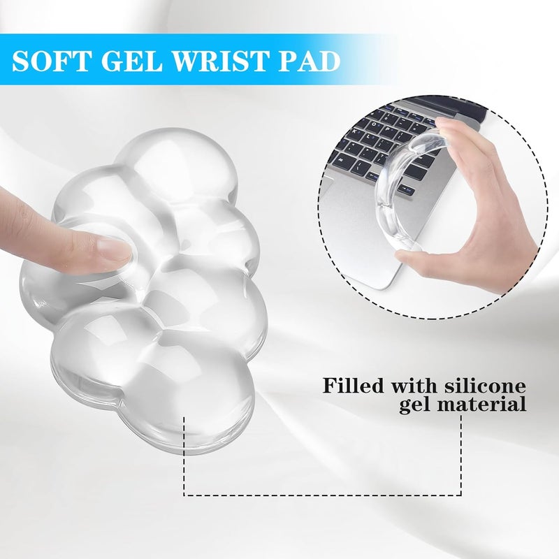 KEPUTAIER Gel Cloud Mouse Wrist Rest, Cute Wrist Support and Arm Support for Mouse Rest Typing Pain Relief，Suitable for Office/Computer/Laptop/Gaming (Transparent White) - Image 3